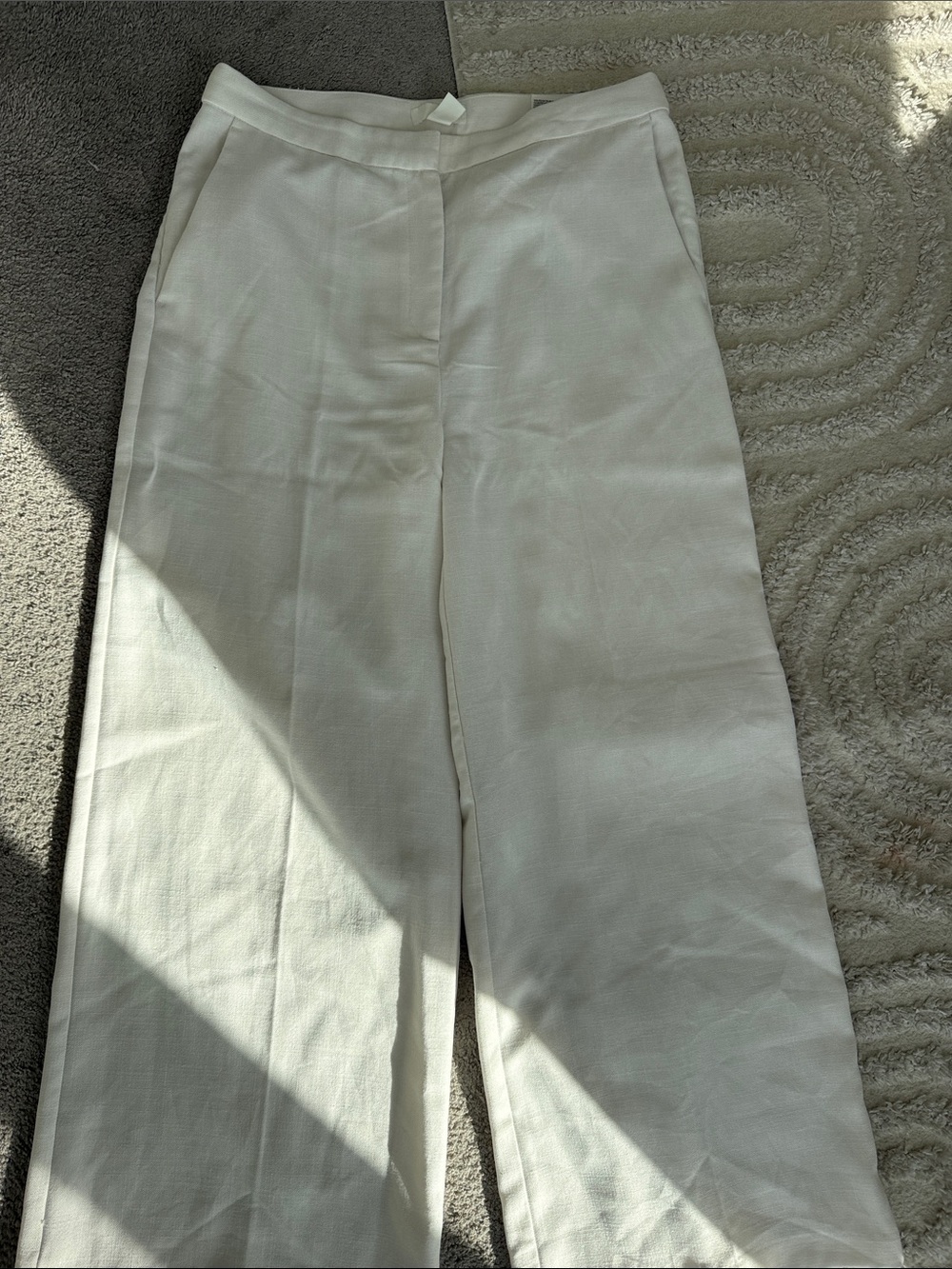 H&M Wide-Leg linen Pants in Off-White